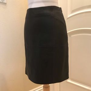 Vintage Lucid LTD soft black leather skirt with purple embroid